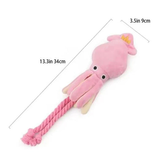 Peluche de Pulpo Interactivo con Cuerdas Dentales y Sonido
