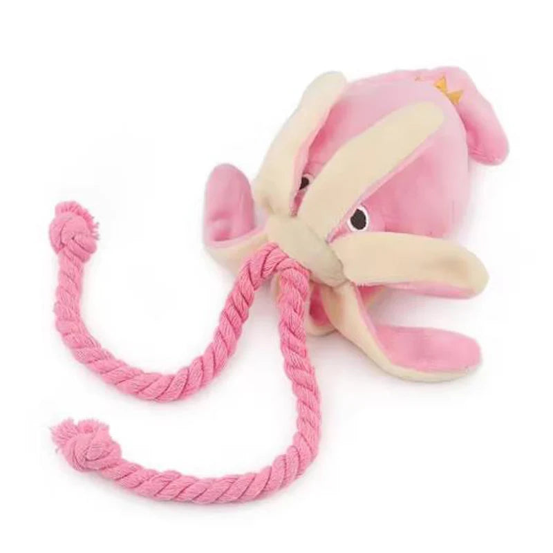 Peluche de Pulpo Interactivo con Cuerdas Dentales y Sonido